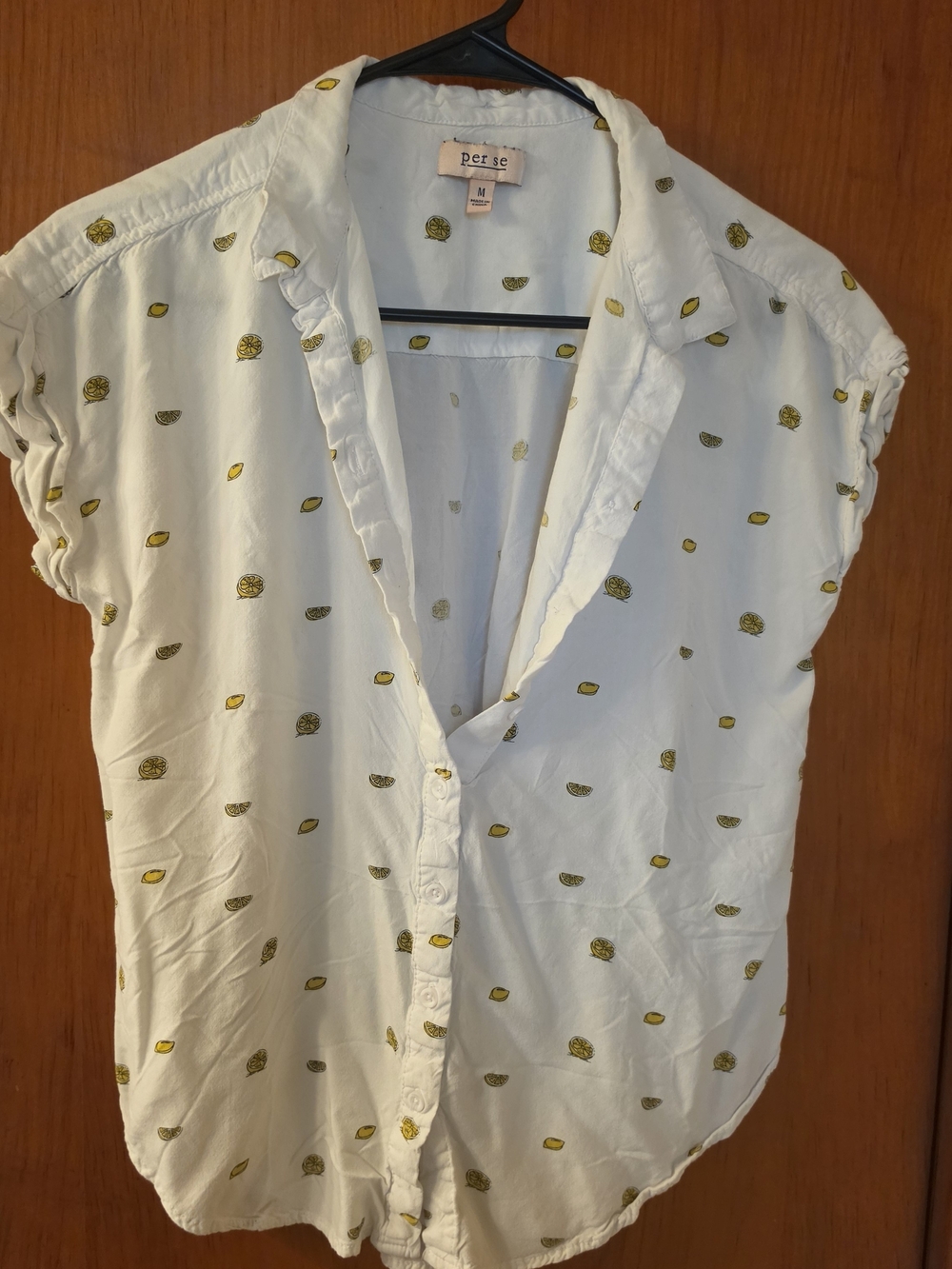Per Se White Shirt with Yellow Lemon Motif